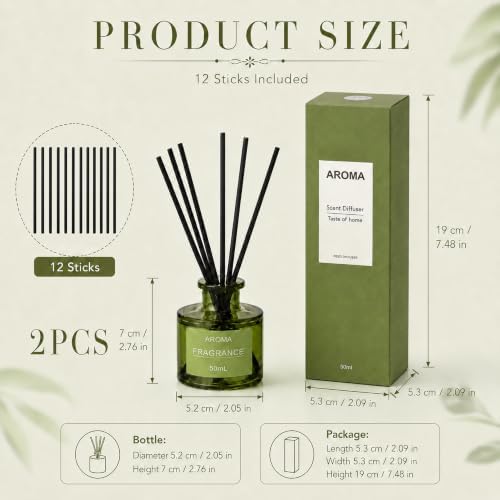 1.7oz Reed Diffuser Set of 2,Natural Home Fragrance Scent
