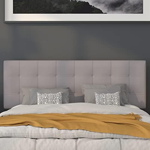 Flash Furniture Bedford Tufted Upholstered Queen Size Headboard in Light Gray Fabric