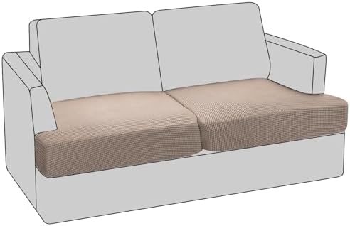 PrinceDeco Stretch T Cushion Loveseat Slipcovers,Washable,Pet-Friendly,Sand