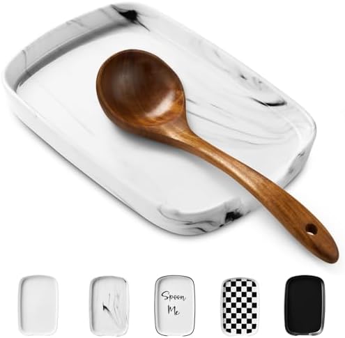 ABRUTY Spoon Rest for Stove Top, Ceramic Spoon Holder for Counter, Modern Farmhouse Decor Accessories for Spatula, Spoons or Tongs