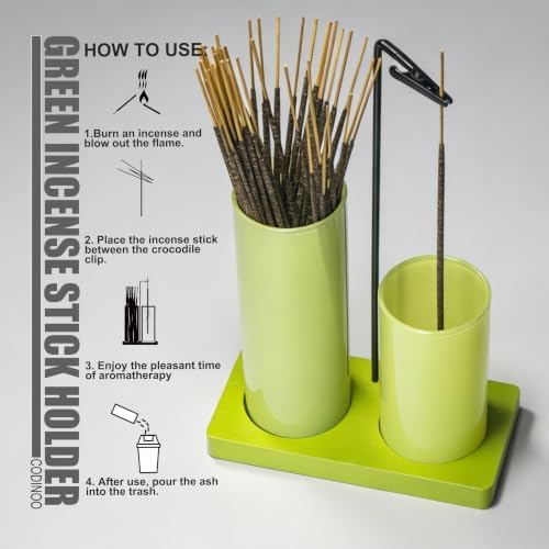 2 in 1 Incense Burner Holder for Sticks,Glass Incense Holder with Storage,Upside Down Incense Holder for Sticks with Glass Ash Catcher for Meditation Yoga Spa Room Home Decor[Completely Light Green]