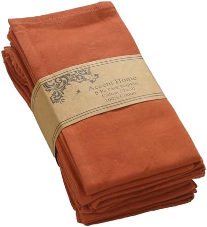 Accent Home 100% Cotton Napkins, Delicate Cloth Napkins for Dinners - Rust