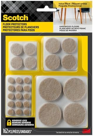 Scotch Felt Pads, Round, Assorted Sizes, Beige, 24 Pack (3888 Pieces)