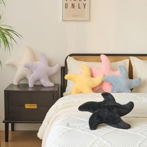 Starfish Pillow, 14.9" Cute Aesthetic Room Decor Accent Pillows, Black