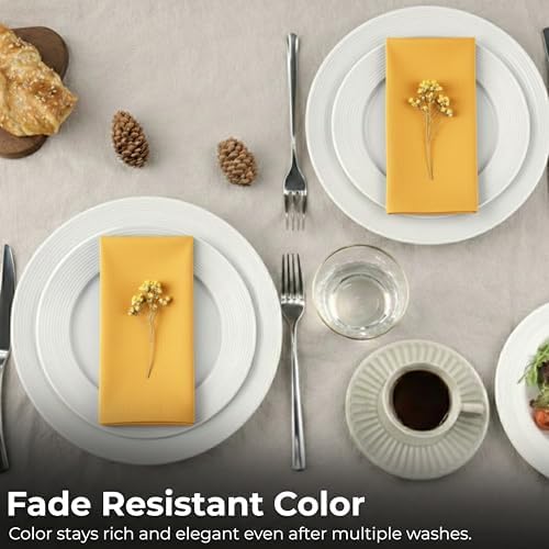 Ramanta Home Mustard Cotton Dinner Napkins Set of 12, 18x18 Inch