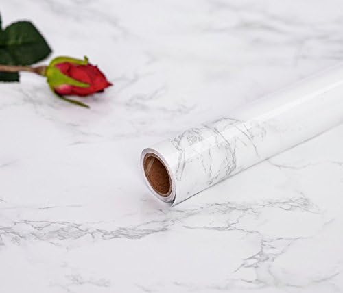 Marble Contact Paper White Extra Wide Peel and Stick for Kitchen Countertop
