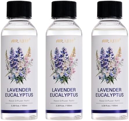 Airkeep Reed Diffuser Oil Refill/Lavender Eucalyptus/3.38 oz(100ml)/3 Pack/Scented Oil Refill for Reed Diffuser Home Fragrance for Bedroom, Bathroom Office Home Decor