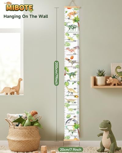 Growth Height Chart for Kids, Removable 79"x7.9" (Various Dinosaurs)