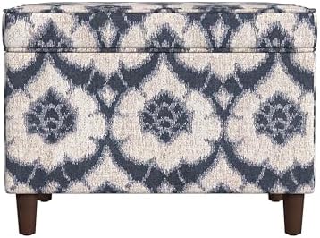 Spatial Order 24" Dinah Collection Storage Ottoman - Blue Medallion Print