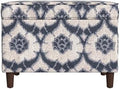 Spatial Order 24" Dinah Collection Storage Ottoman - Blue Medallion Print