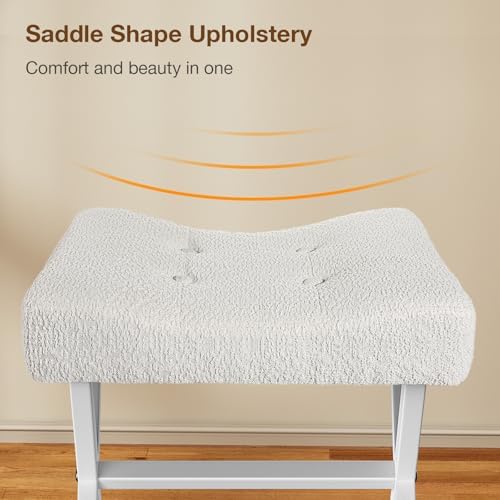Memobarco 18-Inch Large Vanity Stool Chair, White Makeup Stool