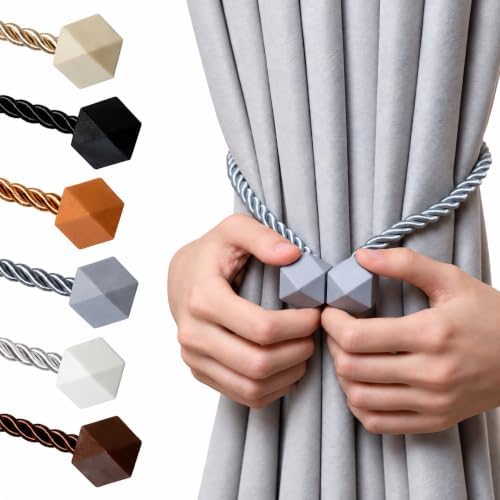 NazTur Magnetic Curtain Tiebacks, Curtain Ties, No-Drill Holdbacks (4 Pack)
