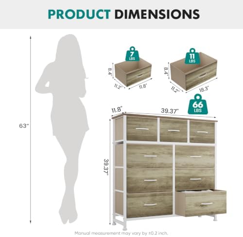 OLIXIS 9 Drawer Tall Dresser for Bedroom, Closet Organizers and Storage