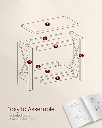 VASAGLE 2-Tier End Side Table, Small Accent Nightstand with Bottom Shelf