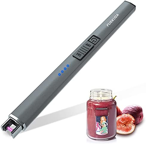 FUKKUDA Electric Candle Lighter, Rechargeable USB Arc Lighter for Candles, Fireplace, Camping BBQ, Christmas Stocking Stuffers, Birthday, Valentines Day and Easter Gifts for Women Men (Space Grey)