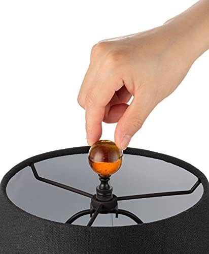 Tawny Crystal Lamp Finial Cap – Handmade Ball Shaped Patterned Glass, 2 Inches Tall, Bronze Finish
