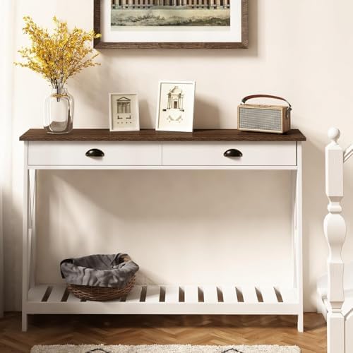 ChooChoo Console Table with Drawer for Entryway with Stable X Supports