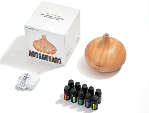 InnoGear 400ml Aromatherapy Essential Oil Diffuser 10 Oils Gift Set, Yellow