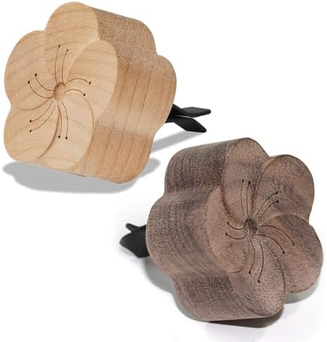 Wood Flower Essential Oil Diffuser, Car Air Vent Clip Aromatherapy Diffuser, Car Diffusers for Essential Oils, Car Diffuser Clip for Car Office Bedroom (2Pack (Dark+Light))