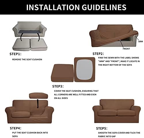 Easy-Going 3 Pieces Stretch Loveseat Couch Cover for 2 Cushion Washable