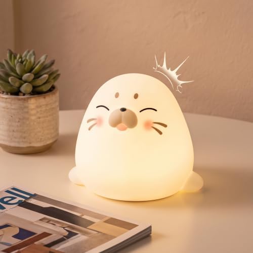 Seal Silicone Night Light for Kids, Cute Squishy LED Lamp Gift