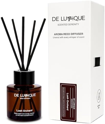 Lush Orchard Scent Aromatherapy Diffuser – Reed Diffusers for Home with Apple, Orange – Long-Lasting Essential Oil Scent – 50ml