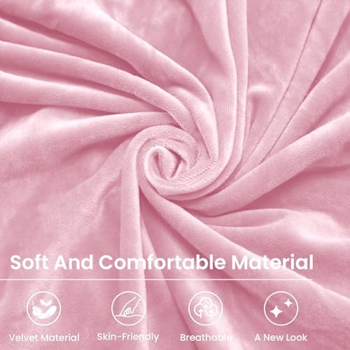 Mid-Century Accent Chair Covers with Cushion Cover Velvet 2 Pieces Upholstered Armchair Slipcovers for Living Room Comfy Sofa Reading Furniture Protector for Apartment Bedroom Office (Pink)