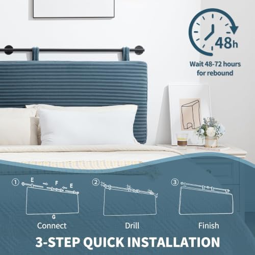UEV Queen Headboard Only, Wall Mounted Hanging Upholstered Bed Head Board