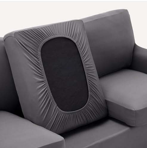 Amazon Basics Stretch Spandex Sofa Slipcover with Elastic Bottom, Three-Seat Sofa, Large, Dark Gray
