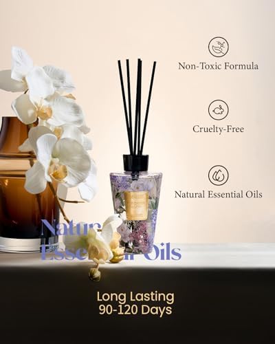 M&SENSE Reed Diffuser Set, Lavender Glow, 8.79 oz Natural Essential Oil