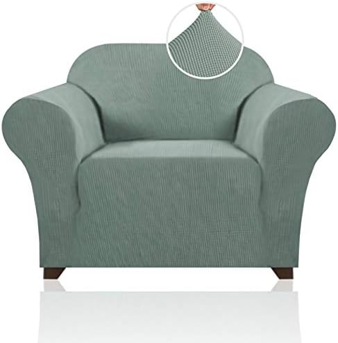 PrinceDeco Stretch Chair Cover Chair Slipcovers with Arms 1-Piece Chair Sofa Slipcovers or Living Room Non Slip Armchair Cover Furniture Protector Dogs Pet Friendly(ArmchairSage