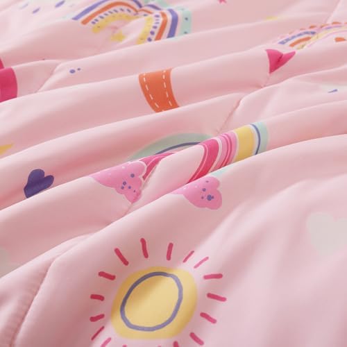 Full Size Comforter Sets for Girl-4 Pieces Rainbow Glow in the Dark Bedding