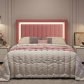 SHA CERLIN Full Size Velvet Bed Frame with LED Light, Pink