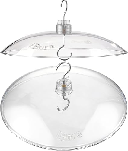 iBorn Baffles for Bird Feeders, 13” Bird Feeder Cover for Rain Guard, Birds Feeders Rain Guard, Full Protection for Feeders for Outdoors, Chew-Proof Polycarbonate, Pack of 2, Transparent