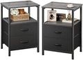 Huuger Night Stand Set of 2, Nightstand with 2 Drawers, Bedside Table