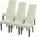 SearchI Dining Room Chair Covers Set of 6, Stretch Printed Parsons Chair Slipcovers Removable Washable Kitchen Chair Protector Cover for Dining Room, Hotel, Ceremony (Green Linen-Look Print)