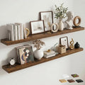 72 Inch Floating Shelves for Wall, 8"D Wood Storage Shelves, Brown Finish