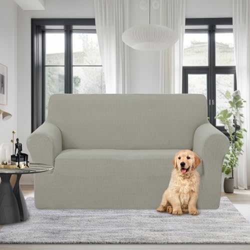 U-NICE HOME Loveseat Cover Stretch Couch Cover Sofa Slipcover, Taupe