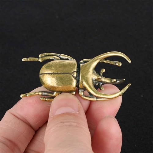 3PC Butterfly Bee Beetle Sculpture Solid Metal Brass Animal Figurine Mini Insect Statue Ornament for Home Office Garden Desktop Decor Scene Decoration (Butterfly + bee + Beetle)