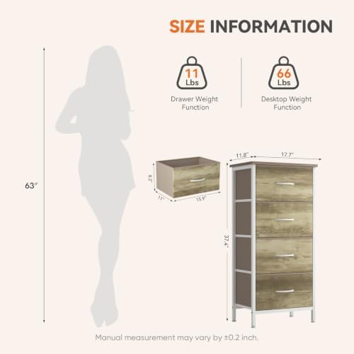 Sweetcrispy 4 Drawer Dresser, Tall Storage Cabinet for Bedroom and Closet