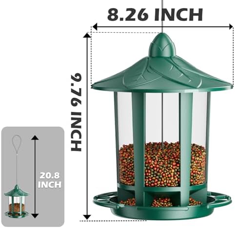 Birdream Bird Feeders for Outdoor Hanging, Assembly Required, 1-Min Easy Setup, Charming Castle Design, Attracting Cardinals Chickadees Goldfinches & Sparrows - Green