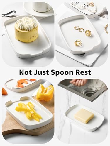 ABRUTY Spoon Rest for Stove Top, Ceramic Spoon Holder for Counter, Modern Farmhouse Decor Accessories for Spatula, Spoons or Tongs