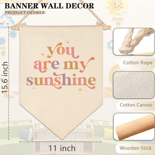 My Sunshine-Wall Decor Gift for Baby Girl Kids-Canvas Hanging Flag Banner Pennant Wall Decor Gift for Nursery Homeschool Infant Room Playroom Reading Room Bedroom -Baby Present Shower