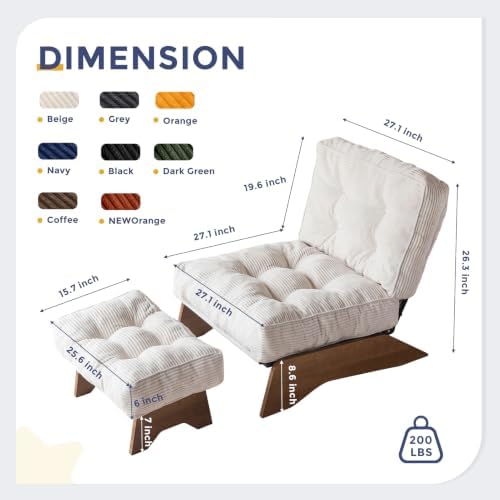 MAXYOYO Accent Chair with Ottoman, Lounge Chair with Adjustable Backrest