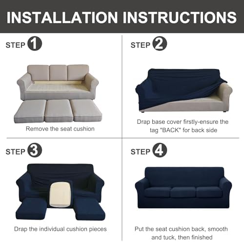 4 Pieces Stretch Couch Cover for Oversized Sofa, Orange