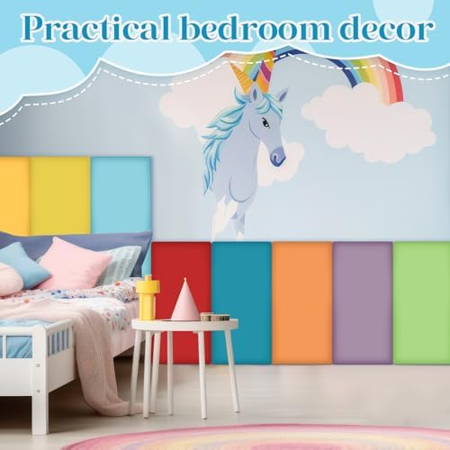 24 Pack Wall Padding Headboard 15.75" x 7.87" x 1.18" Rainbow Colors