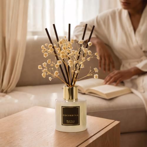 COCORRÍNA Reed Diffuser - Black Forest 3.38 fl oz Reed Diffuser for Bedroom Bathroom Home Décor