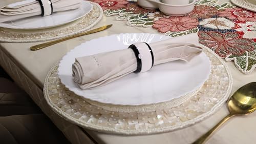 CLEENTABLE Beaded Round Placemat, Glass Bead, 13 in, 1-Pack
