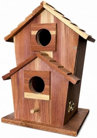 Cedar Bird House for Outside, Wooden Birdhouse for Outdoors, Bluebird House, Hanging Birdhouse with Predator Guard, Large Clean Out Door, All Natural Linseed Oil Finish