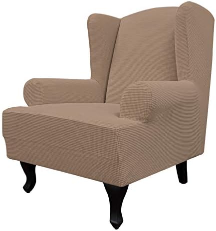 Easy-Going Stretch Large Wingback Chair Sofa Slipcover Camel